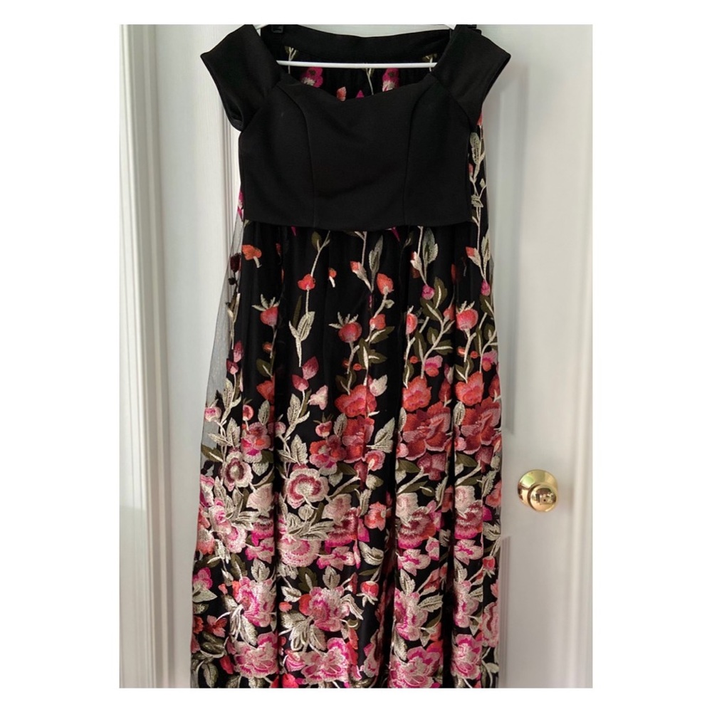 Floral Embroidered Two Piece Off Shoulder Dress